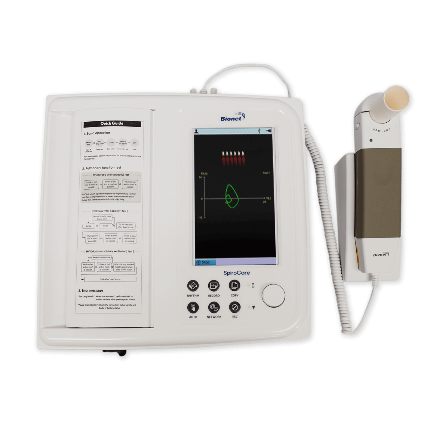 SpiroCare Spirometer Pulmonary Function Testing Touch Screen