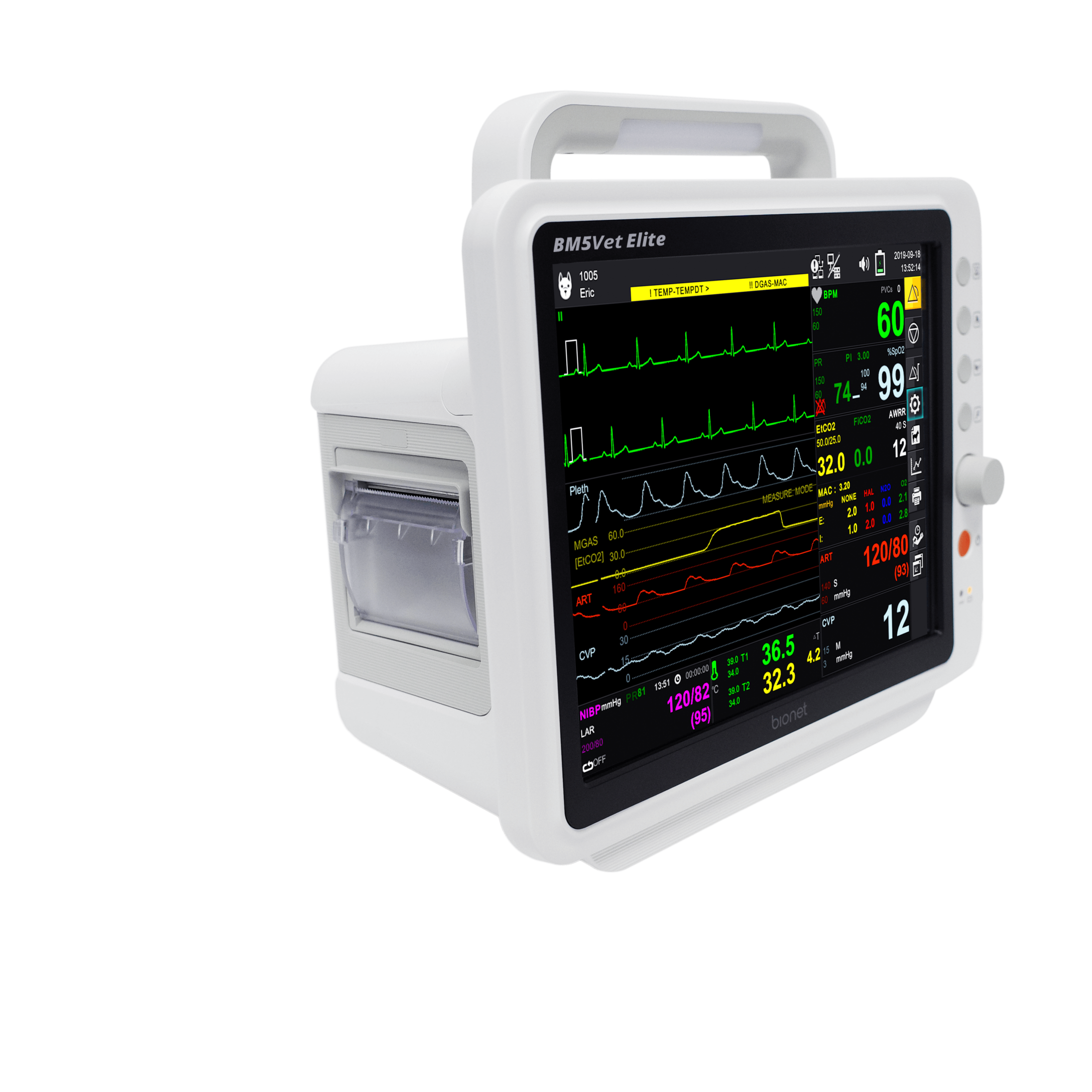 BM5Vet Elite - Multi-Parameter Touch Screen Veterinary Monitor - Bionet ...