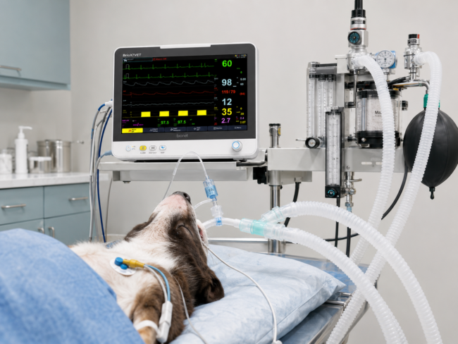 Dog patient under anesthesia